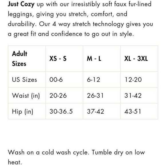 Just Cozy Black Leggings (Lined) xsm/sm - Picture 8 of 8